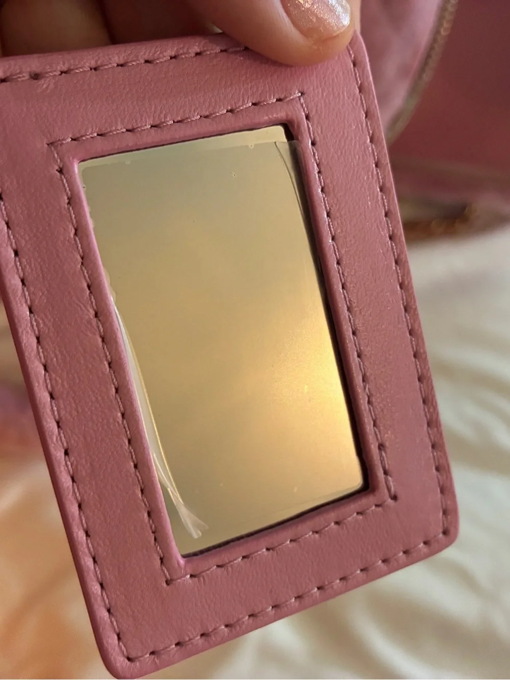 CHANEL Pink Shearling Fur Vanity Bag with Gold CC Hardware